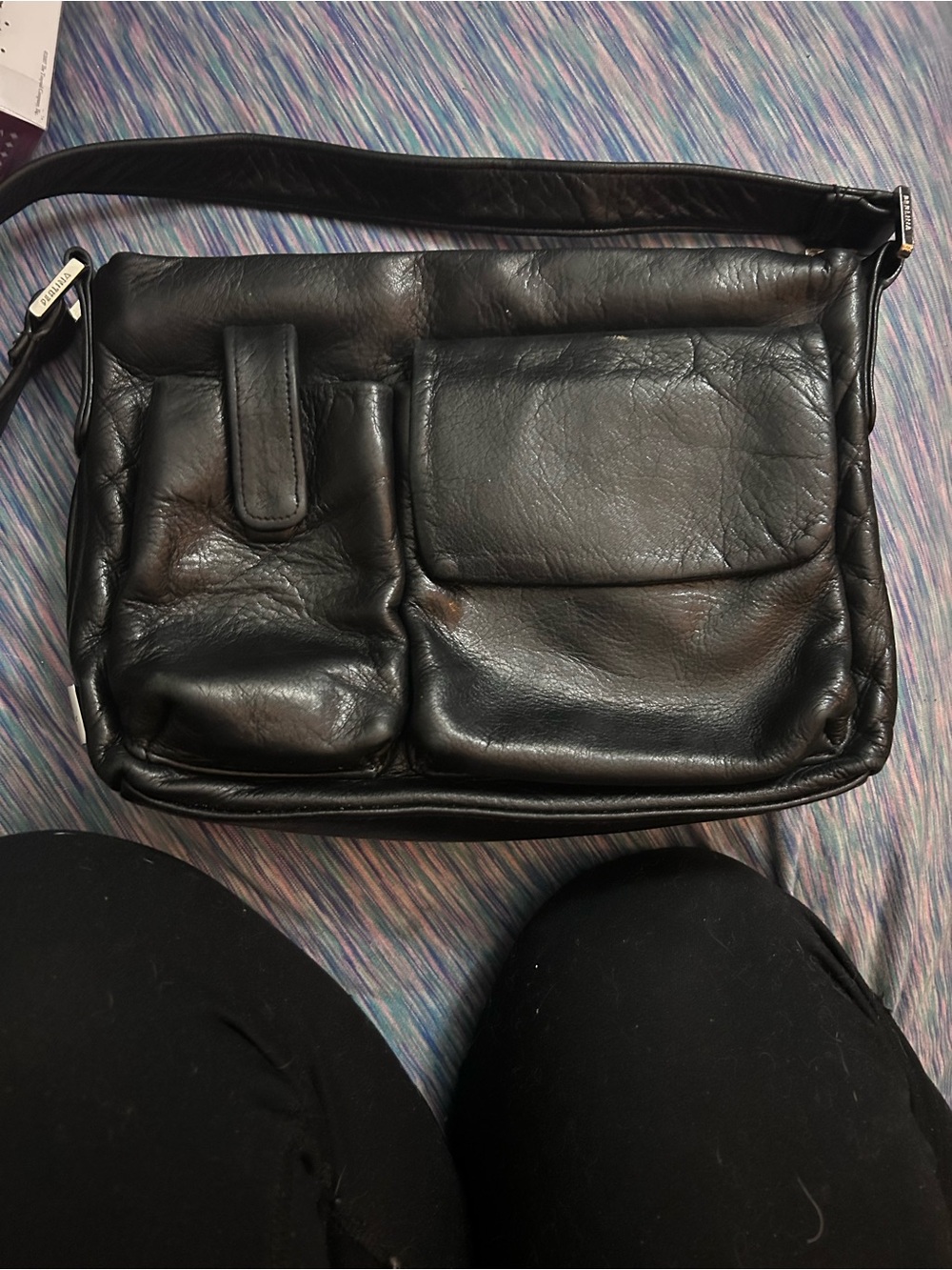 Perlina Black BUTTER SOFT Leather cross body with Front Pockets